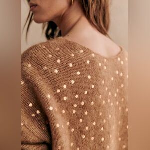 Sezane Tan Polka Dot Sweater